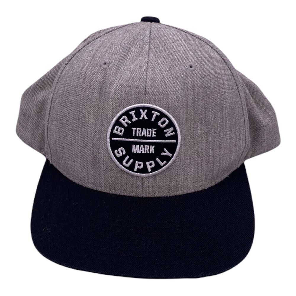 Brixton Supply Co Snapback Hat Grey Black Two Tone Embroidered Skate Baseball Ca